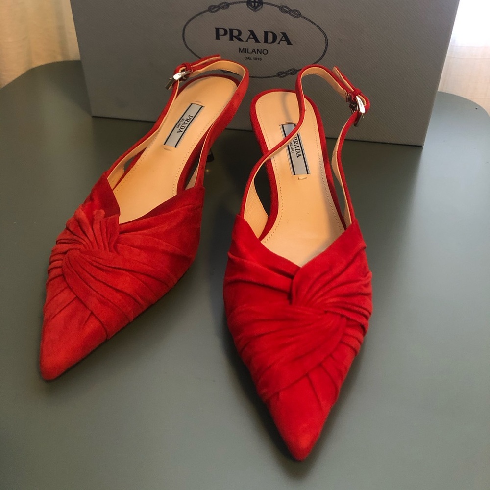 Prada Suede Twist 55mm Slingback Pumps - Picture 11 of 16